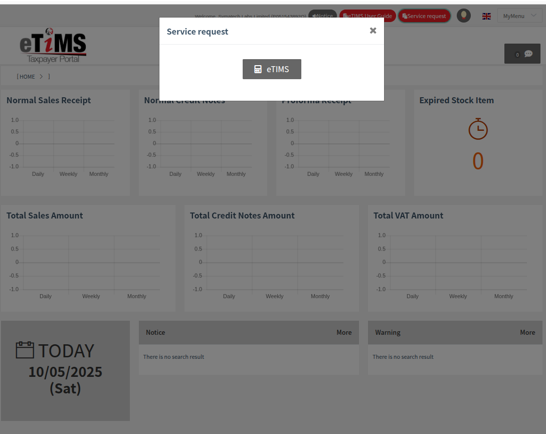 KRA eTIMS Service Request